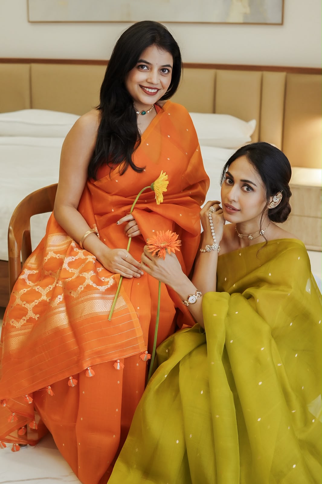 PURE BANARASI SILK ORGANZA SAREE IN GOLD ZARI WEAVE
