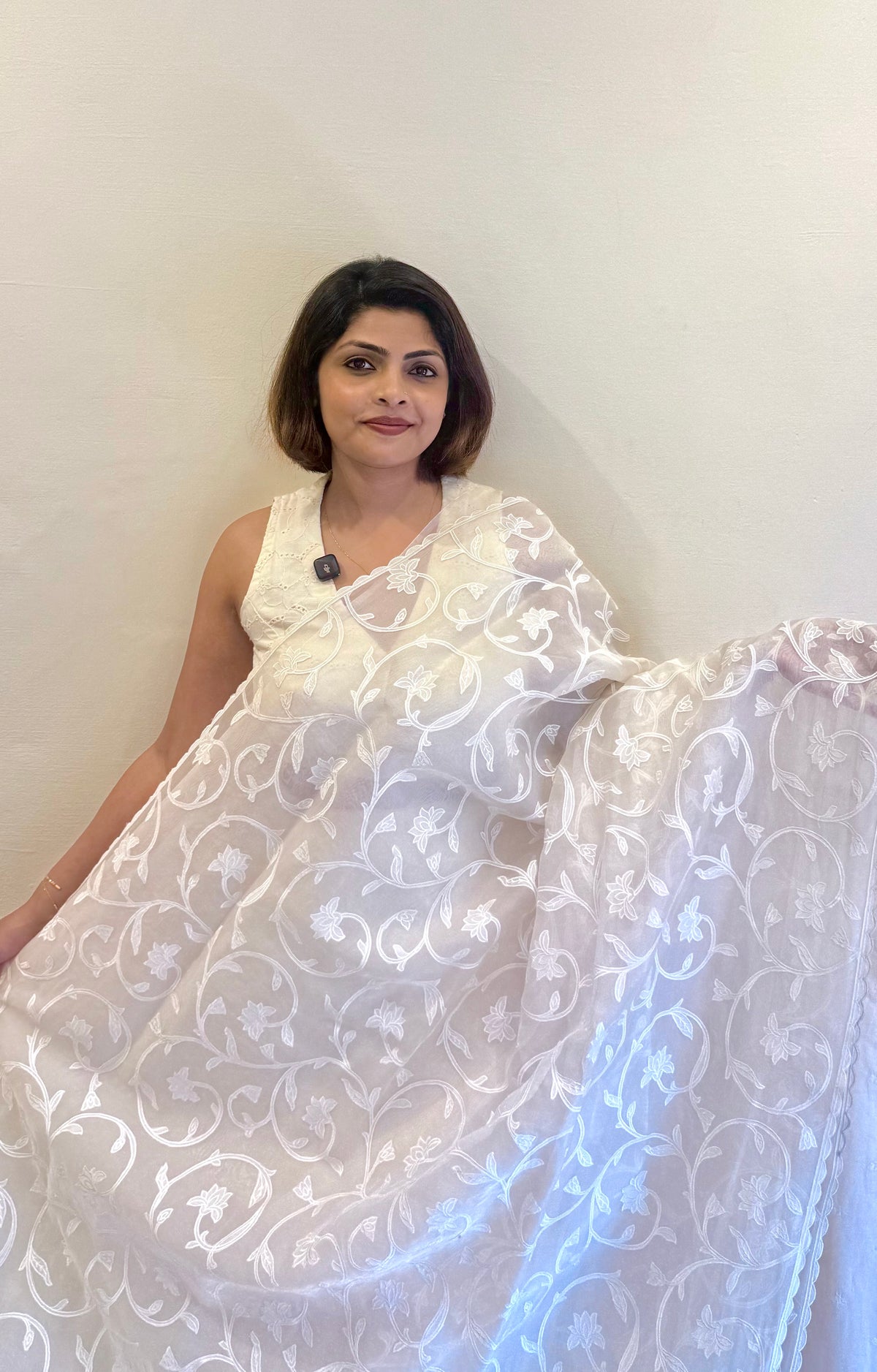 PURE SILK ORGANZA WITH APPLIQUE WORK SAREE