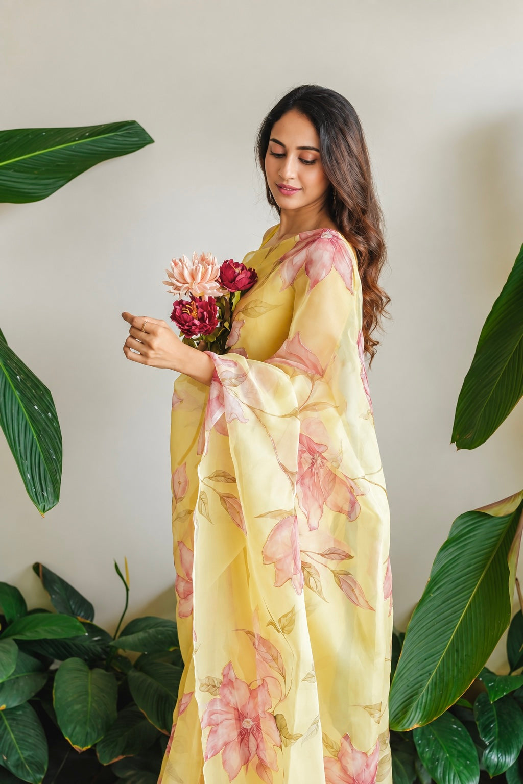 PURE SILK ORGANZA WITH DIGITAL PRINT AND HANDWORK HIGHLIGHTS