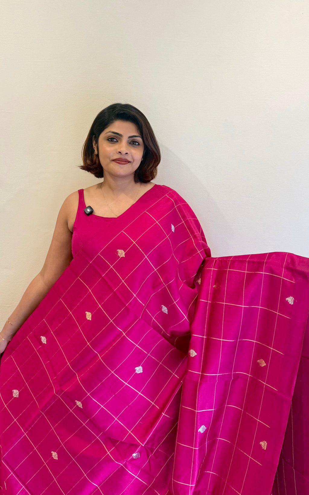 PURE RAW MANGO SILK CHECKS AND SATIN BORDER