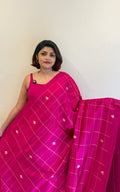 PURE RAW MANGO SILK CHECKS AND SATIN BORDER