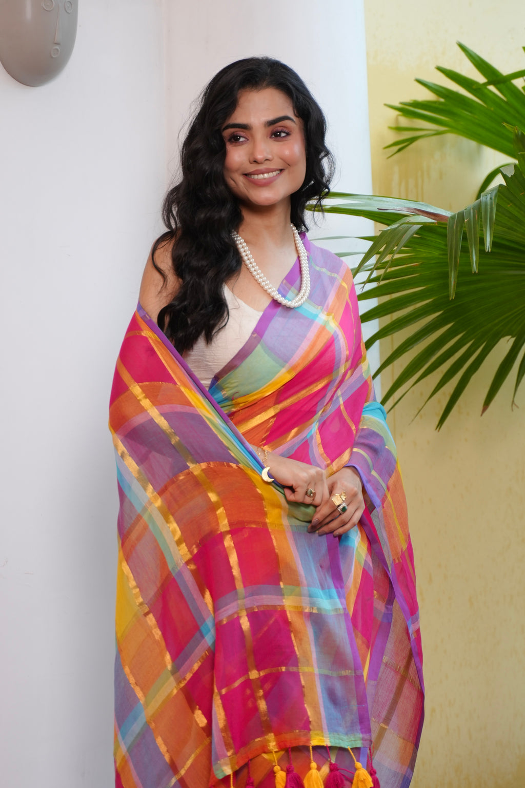 Vibrant Multi-Color Silk Saree with Contrast Border