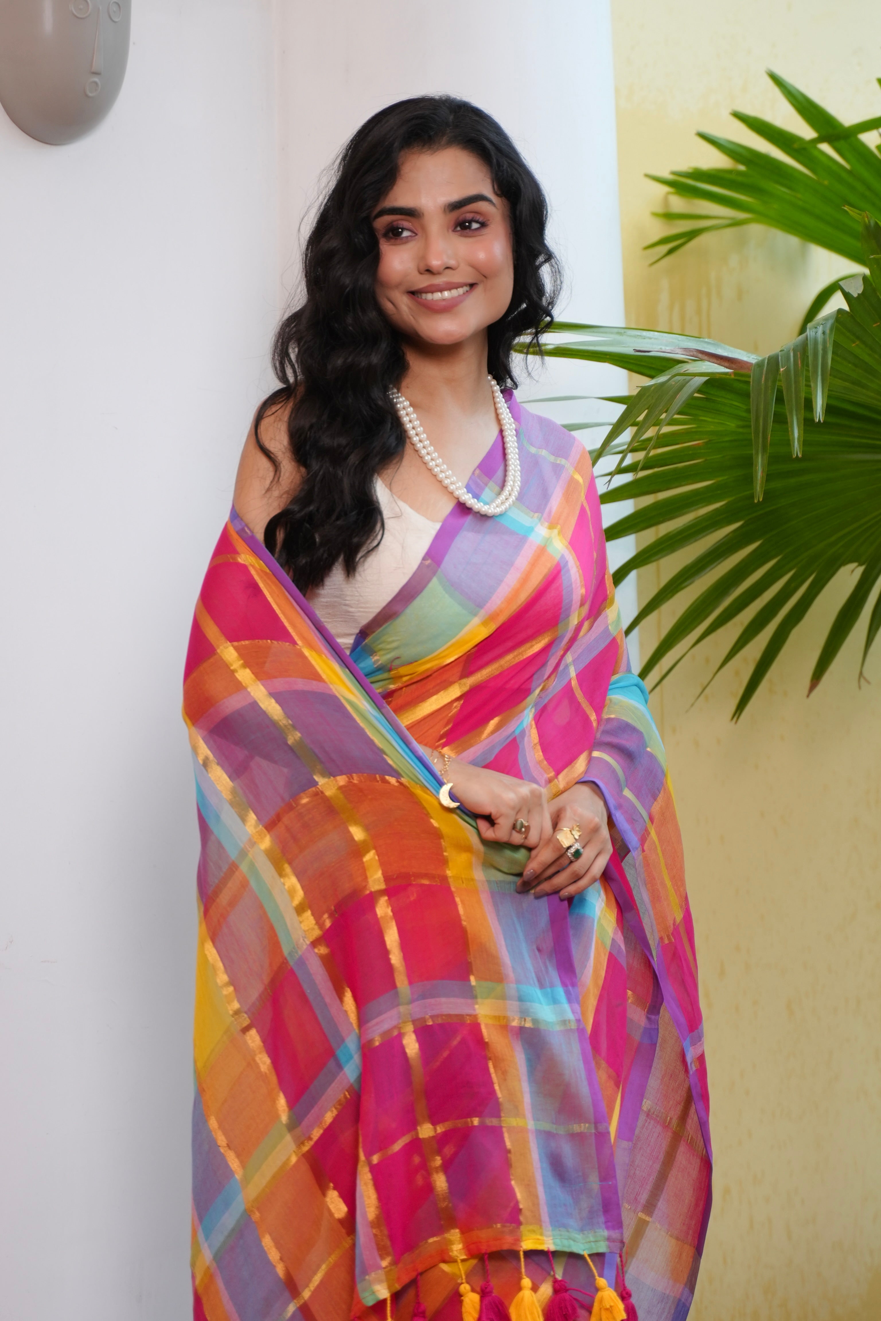 Vibrant Multi-Color Silk Saree with Contrast Border