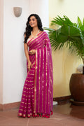 Mulcotton With Majenta Body And Gold Stripes