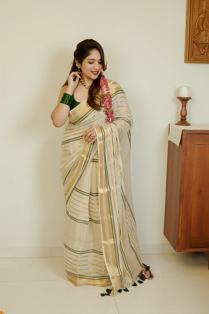 Mulcotton With Green And Gold Stripes