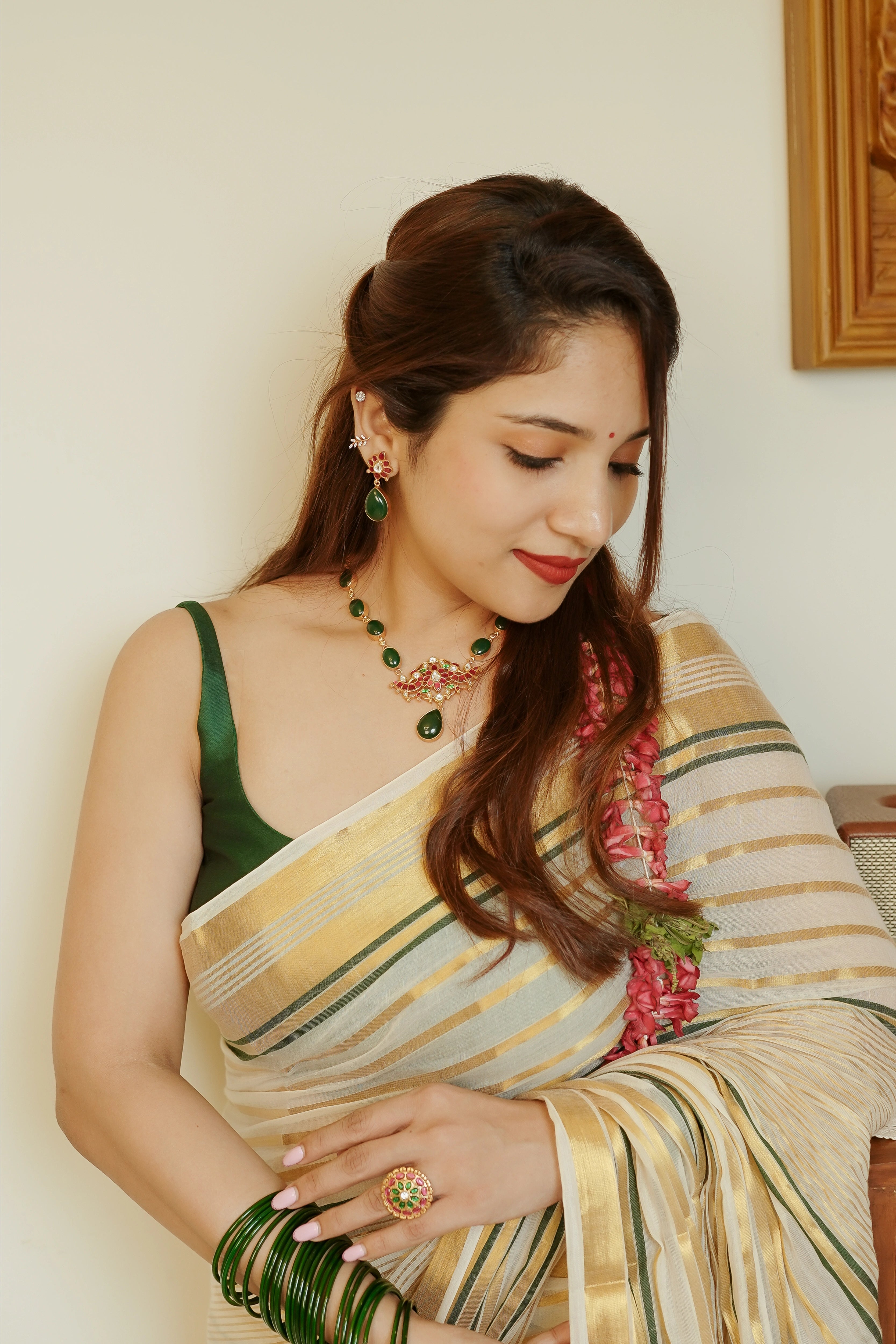 Mulcotton With Green And Gold Stripes