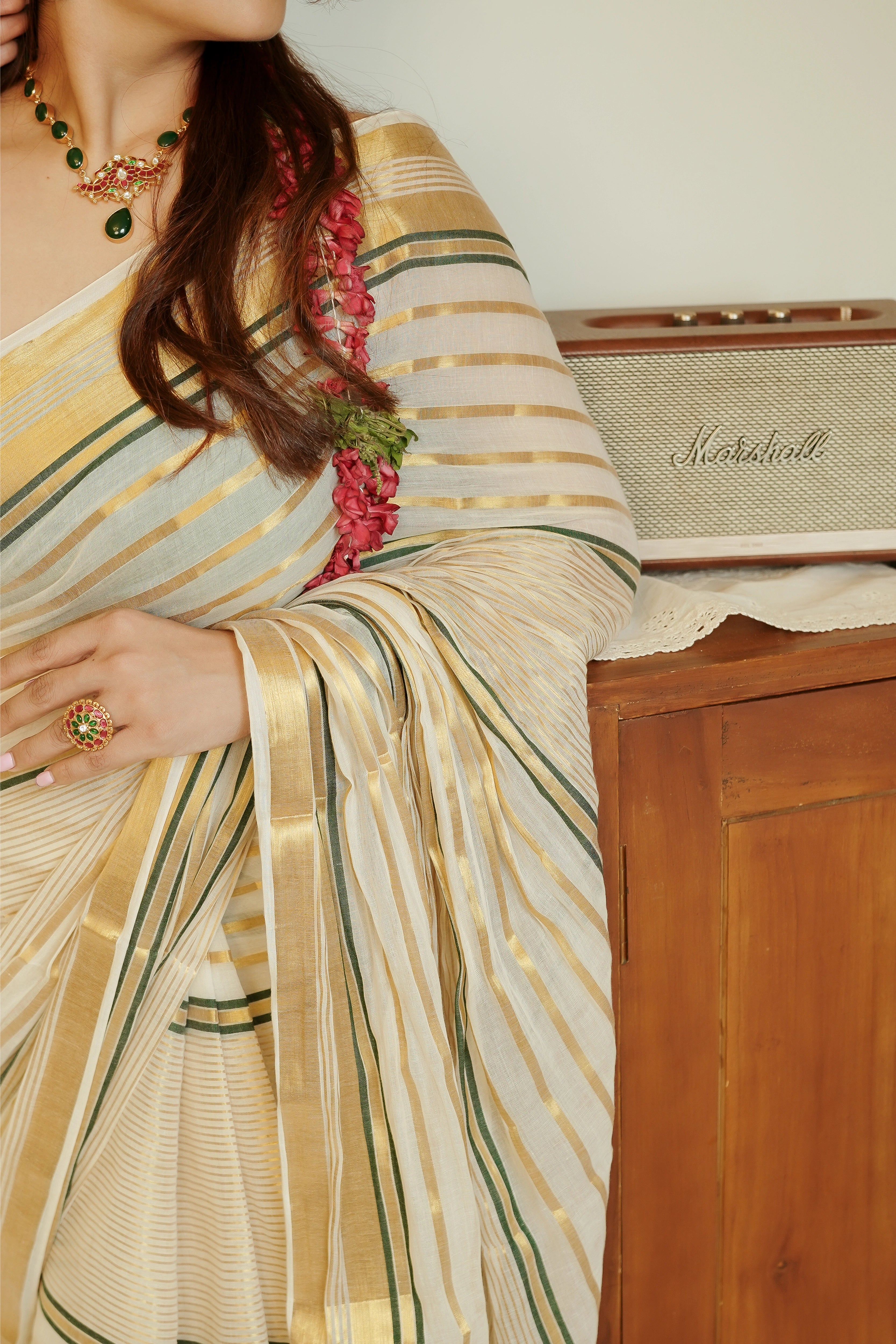 Mulcotton With Green And Gold Stripes