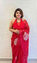 SEMI ORGANZA SAREE WITH TISSUE APPLIQUE