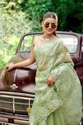 PURE SILK ORGANZA ROSE APPLIQUE SAREE