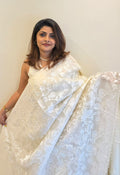 OFFFWHITE IVORY PURE SILK ORGANZA WITH ALL OVER EMBROIDERY