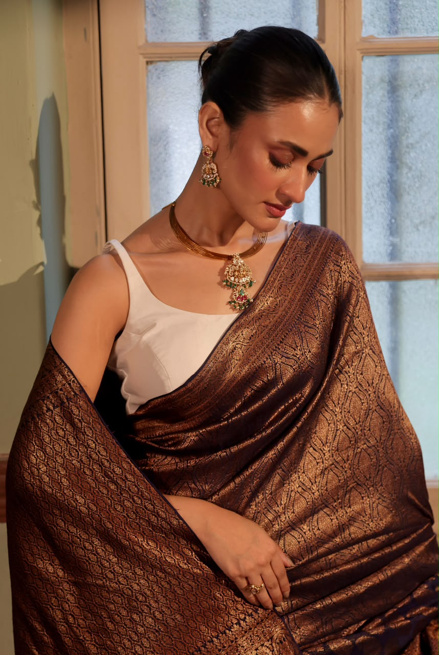 PURE CREPE SILK WITH BROCADE WEAVING